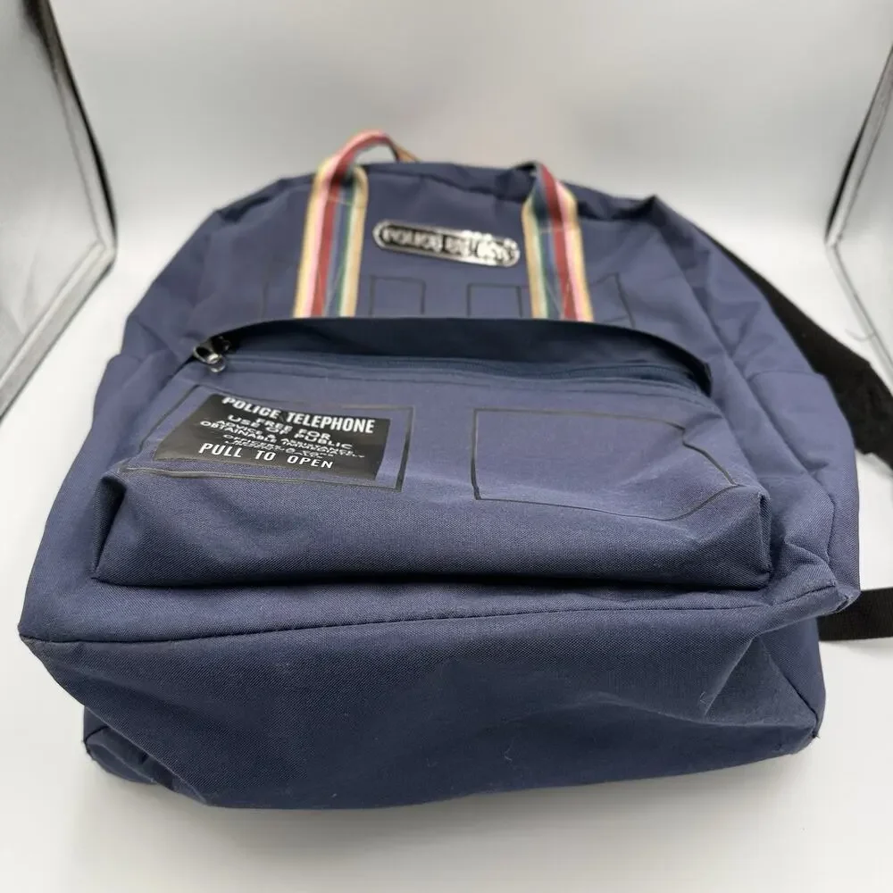 Doctor Who TARDIS Backpack BBC 2019 Blue Police Box Rainbow Trim Licensed